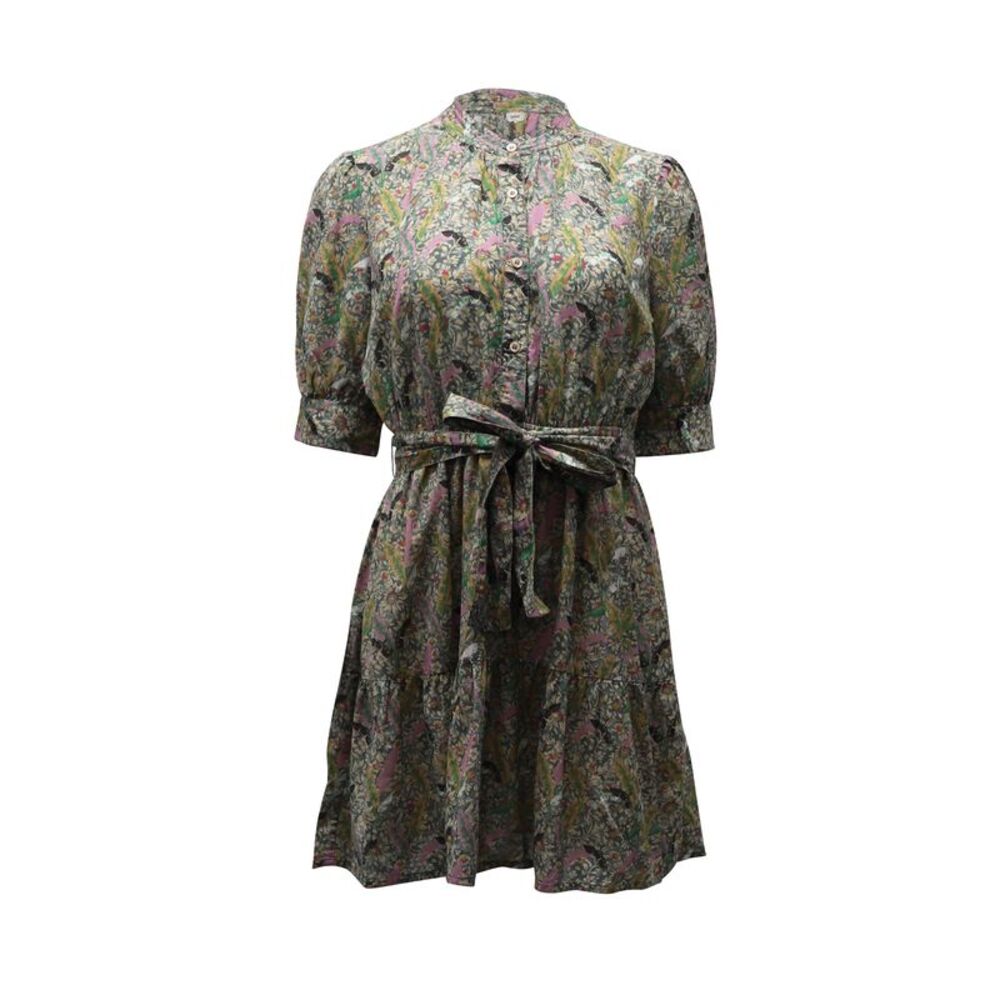 Ba&sh Tie Front Gathered Mini Dress in Floral Print Cotton